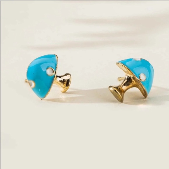 Jewelry - Blue Mushroom Earrings